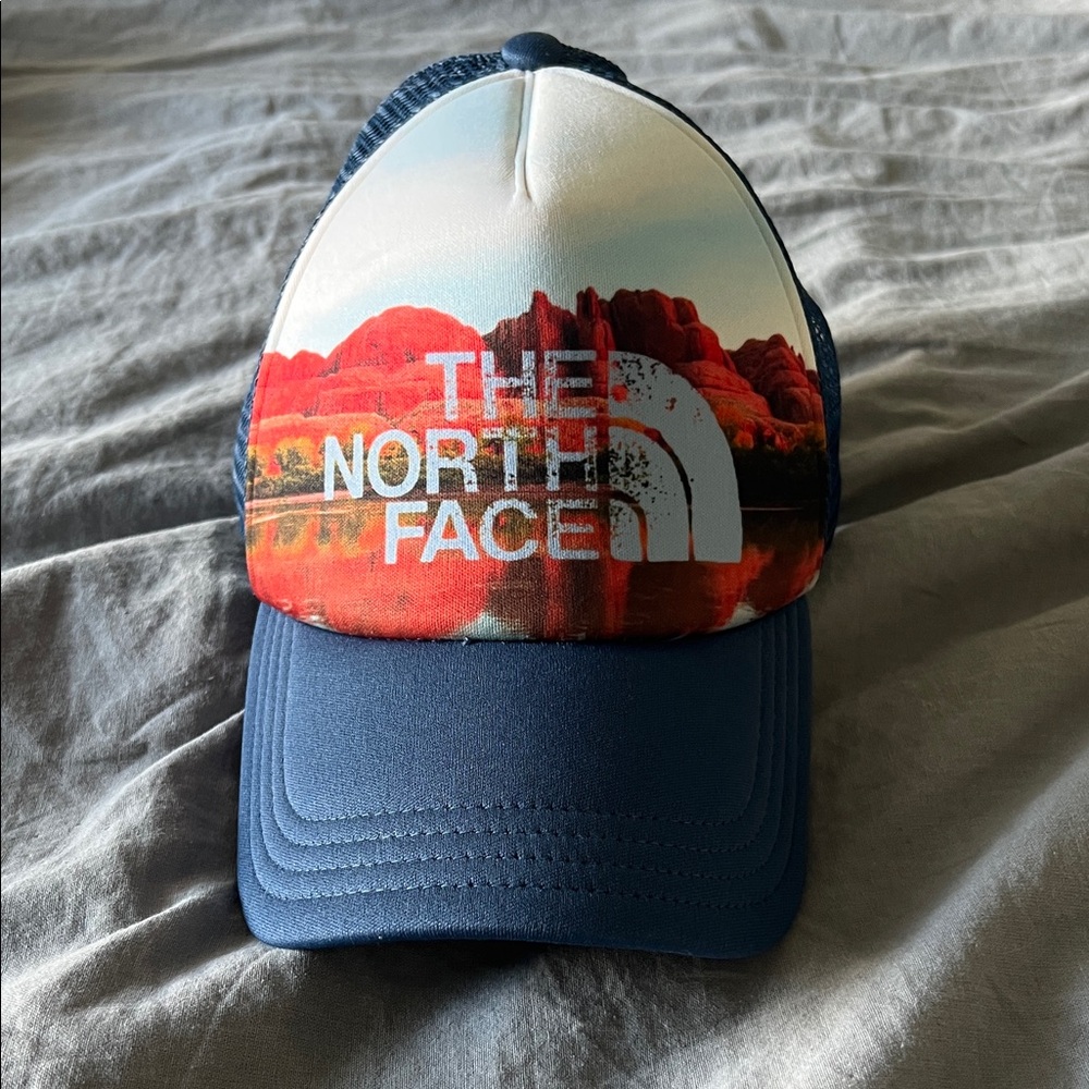 The North Face Scenic Red and Blue Cap truckers hat one size fors all